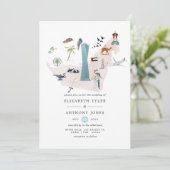 Waterverf Dubai UAE Destination Wedding Kaart (Staand voorkant)