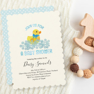Waterverf Duck Baby shower Invitation, blauw Kaart