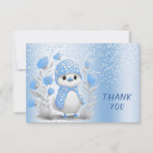 Waterverf Duck Blue Floral Dank u kaart (Voorkant)