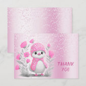 Waterverf Duck Pink Floral Dank u kaart (Voorkant / Achterkant)