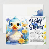 Waterverf Duck Wildflower Baby shower Kaart (Voorkant / Achterkant)