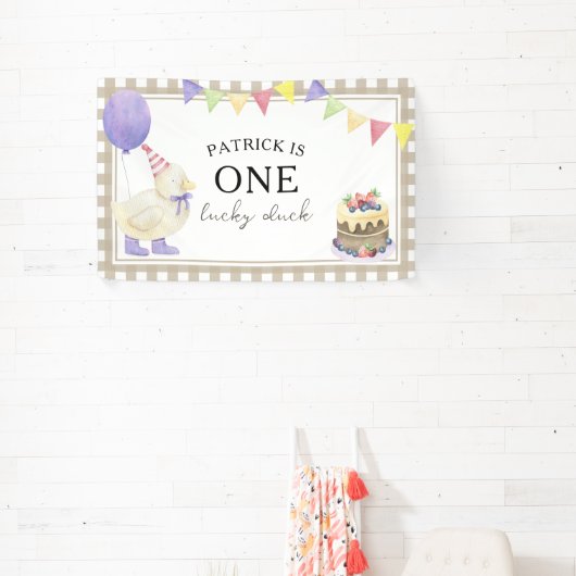 Waterverf DUCKLING 1e verjaardag Welkom Spandoek (Insitu)