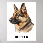 Waterverf Duits Shepherd Portrait Persoonlijk Poster (Voorkant)