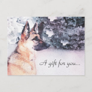 Waterverf Duitse Herder Cadeaubon Briefkaart