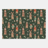 Waterverf Duitse Herder Kersthonden Inpakpapier Vel (Voorkant 3)