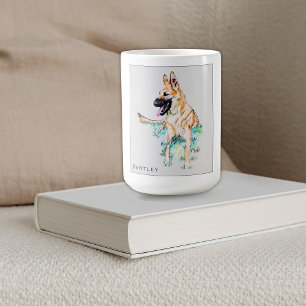 Waterverf Duitse Herder Malinois Gepersonaliseerd Koffiemok