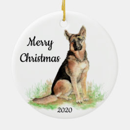 Waterverf Duitse herder met aangepaste kerstdagen Keramisch Ornament