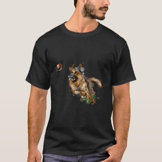 Waterverf Duitse herder voor Elzasser hondenbezitt T-shirt