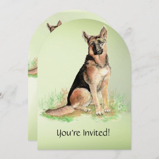 Waterverf Duitse herdershond verjaardagsfeestje Kaart (Voorkant / Achterkant)