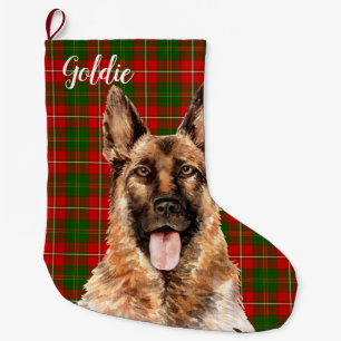 Waterverf Duitse Shepherd Dog gepersonaliseerd Grote Kerstsok