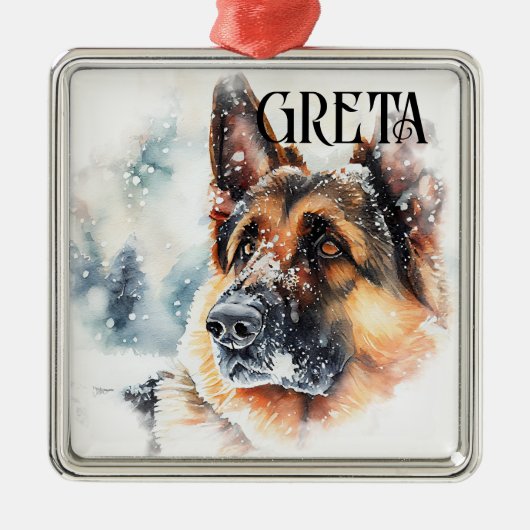 Waterverf DUITSE SHEPHERD DOG Metalen Ornament (Voorkant)
