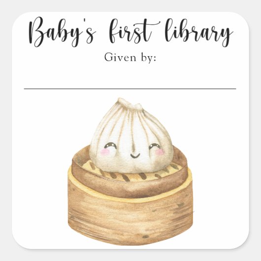 waterverf Dumpling - Baby's eerste bibliotheek Vierkante Sticker (Voorkant)