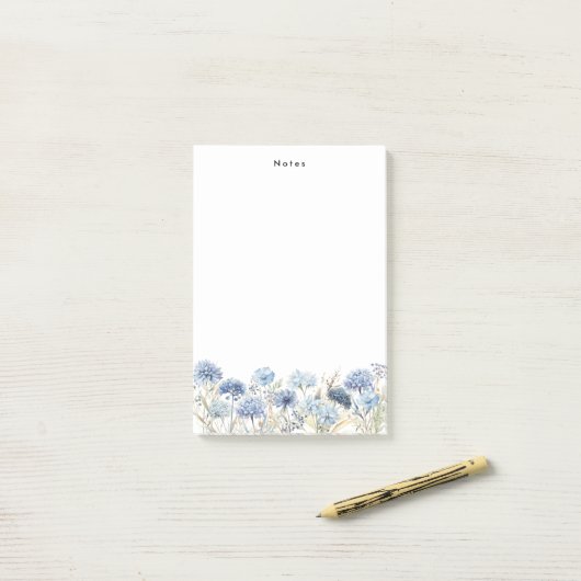 Waterverf Dust Blue Hydrangeas Gepersonaliseerd Post-it® Notes (Op bureau)