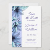 Waterverf dusty-blauw lichtviolet sparen de Datum Save The Date (Voorkant)