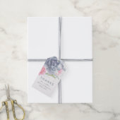 Waterverf Dusty Blue and Pink Flowers Bruiloft Cadeaulabel (Met Touw)