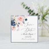 Waterverf Dusty Blue Blush Rozen Kaart (Staand voorkant)