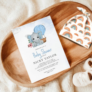 Waterverf Dusty Blue Elephant Baby shower Kaart