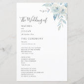 Waterverf dusty blue floral bruiloft programma (Voorkant)