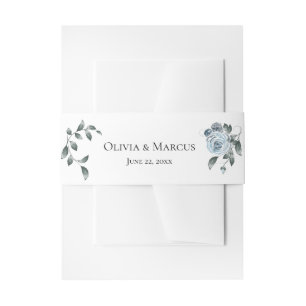 Waterverf Dusty Blue Floral Uitnodigingen Wikkel