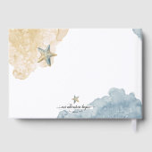 Waterverf Dusty Blue Starfish 🌊 Strandbruiloft Gastenboek (Achterkant)