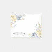 Waterverf Dusty Blue & Yellow Floral gepersonalise Post-it® Notes (Voorkant)