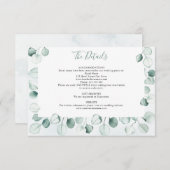 Waterverf Dusty Eucalyptus Leaf bruiloft details Informatiekaartje (Voorkant / Achterkant)