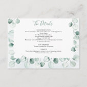 Waterverf Dusty Eucalyptus Leaf bruiloft details Informatiekaartje (Voorkant)