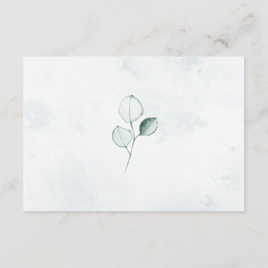 Waterverf Dusty Eucalyptus Leaf bruiloft details Informatiekaartje (Achterkant)