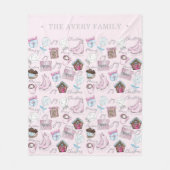 Waterverf Dusty Pink Christmas Fleece Deken (Voorkant)