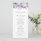 Waterverf Dusty Purple Flowers Wedding Ceremony Programma (Staand voorkant)