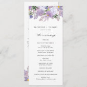 Waterverf Dusty Purple Flowers Wedding Ceremony Programma (Voorkant / Achterkant)