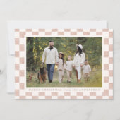 Waterverf Dusty Roos Gingham Kerstfoto Feestdagenkaart (Voorkant)