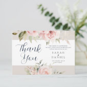 Waterverf Dusty Roos Roze bruiloft Welkom Bedankkaart (Staand voorkant)