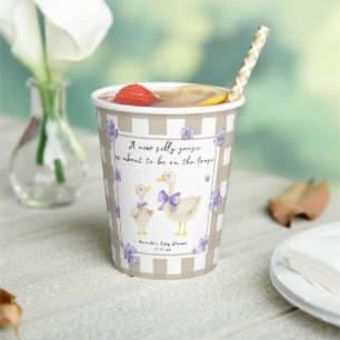 Waterverf Dwaze Gans met strik Baby Shower Papieren Bekers