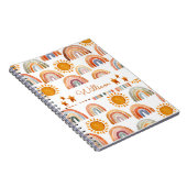 Waterverf Earthy Modern Boho Rainbow Name Notitieboek (Rechterzijde)