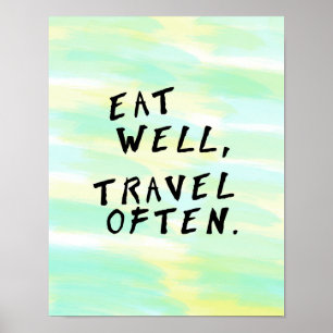 Waterverf "Eat Well, Travel Vaak" Poster