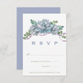 Waterverf Echeveria met Paarse Lint RSVP (Voorkant / Achterkant)