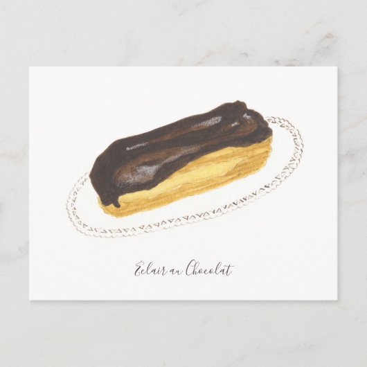 Waterverf Éclair au Chocolat Briefkaart (Voorkant)