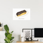 Waterverf Éclair au Chocolat Poster (Thuiskantoor)