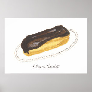 Waterverf Éclair au Chocolat Poster