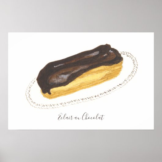 Waterverf Éclair au Chocolat Poster (Voorkant)