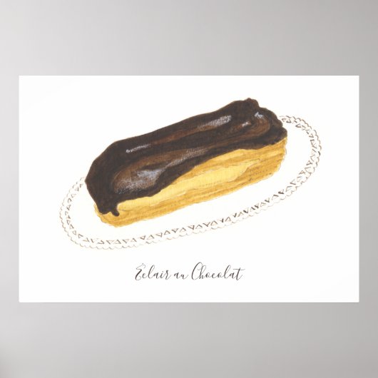 Waterverf Éclair au Chocolat Poster (Voorkant)