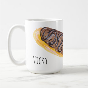 Waterverf Eclairs Donuts Plezier Handgeschilderd Koffiemok