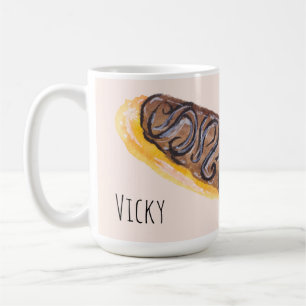 Waterverf Eclairs Donuts Plezierige Fantasie Roze Koffiemok