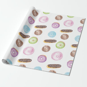 Waterverf Eclairs Donuts Plezierige Grilheid Zoete Cadeaupapier