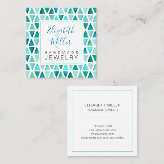 Waterverf Edelsteen Handgemaakte Sieraden Visiteka Vierkante Visitekaartje (Voorkant / Achterkant)