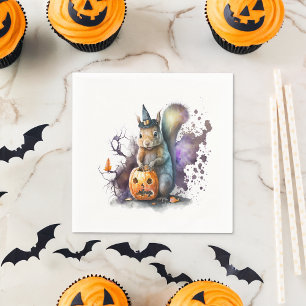 Waterverf Eekhoorn Halloween Servet