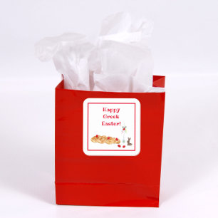 Waterverf een gelukkige Griekse Pasen met Tsoureki Vierkante Sticker