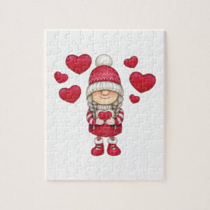 Waterverf een schattige hand getrokken Valentijnsd Legpuzzel