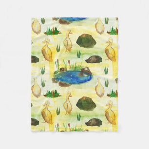 Waterverf eend fleece deken